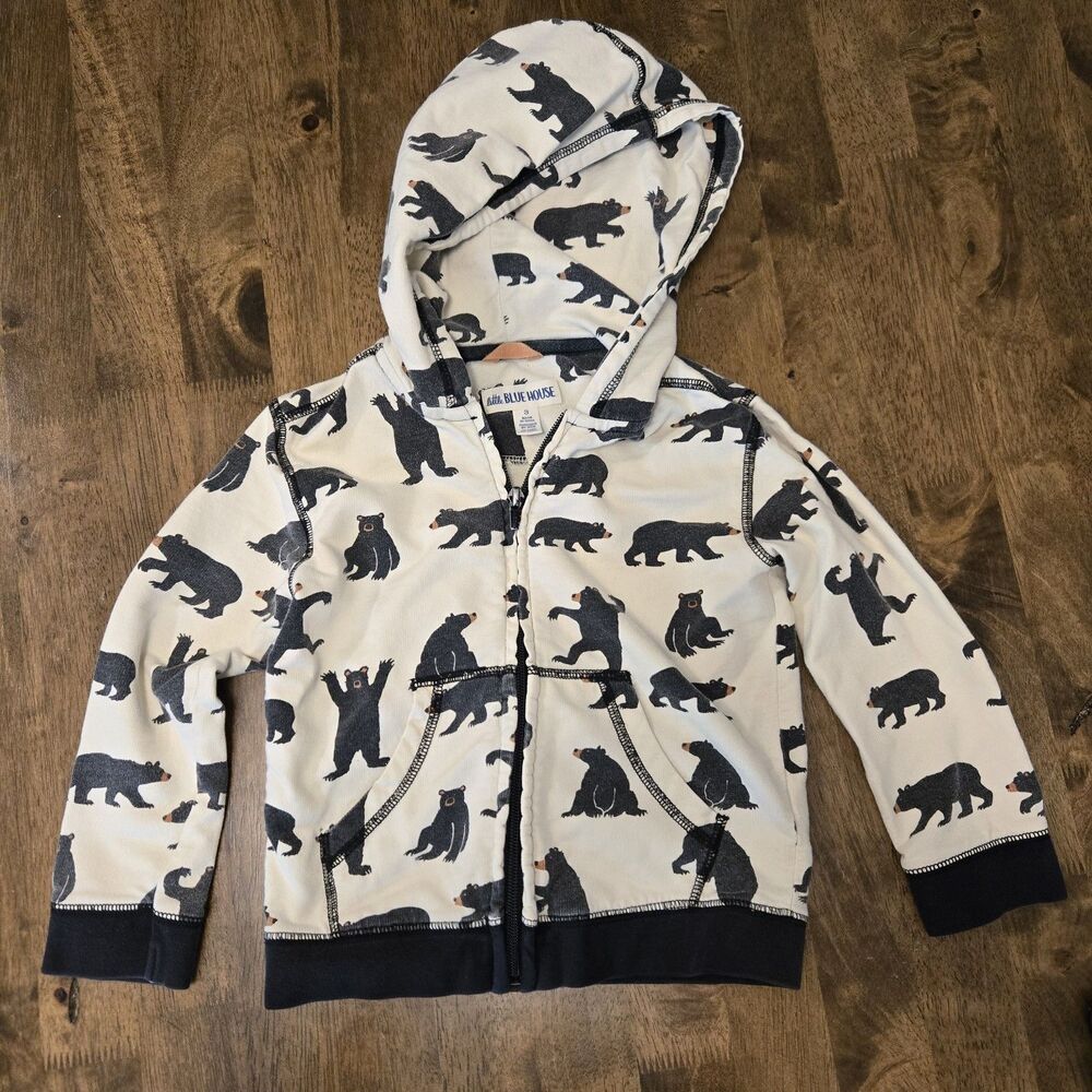 Little Blue House Toddler 3T Unisex Black Bear Hoodie Jacket Zip Up Woodland